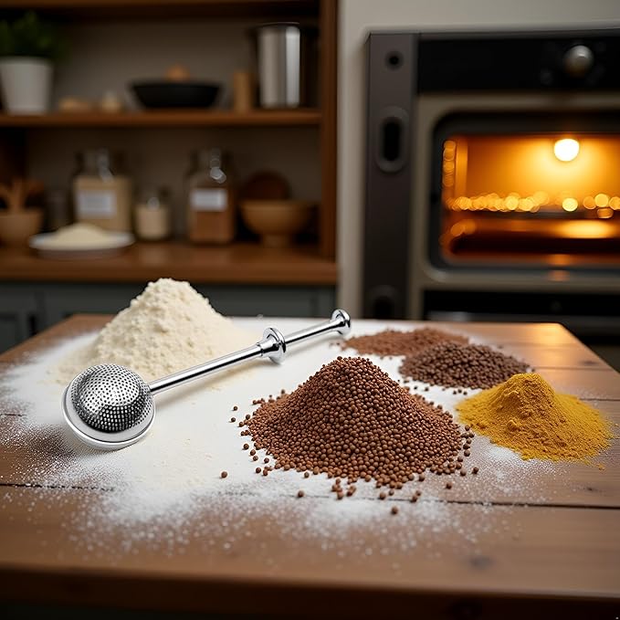 304 Silver Stainless Steel Flour Powder Filter Spoon, Baker Dusting Wand For Sugar Flour Spices, Flour Sugar Powder Spoon Kitchen Tools Baking Sifters Baking Tools and Accessories kitchen product