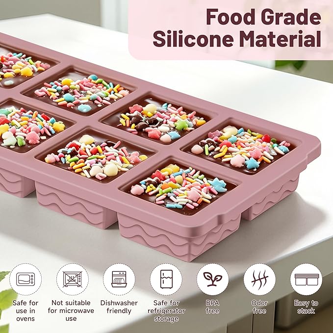 Aopigavi 2-Pack Ice Cube Trays, 10 Cubes 2 Tbsp. Silicone Freezer Molds with Lids, Reusable Ice Trays for Freezer, Kitchen, RV, Cocktail, Whiskey, Coffee, Soup & Food, BPA Free, Dishwasher Safety
