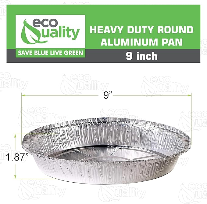 EcoQuality (200 Pack - 9 Inch Disposable Round Aluminum Foil Take-Out Pans - Disposable Tin Containers, Perfect for Baking, Cooking, Catering, Parties, Restaurants (No Lids)