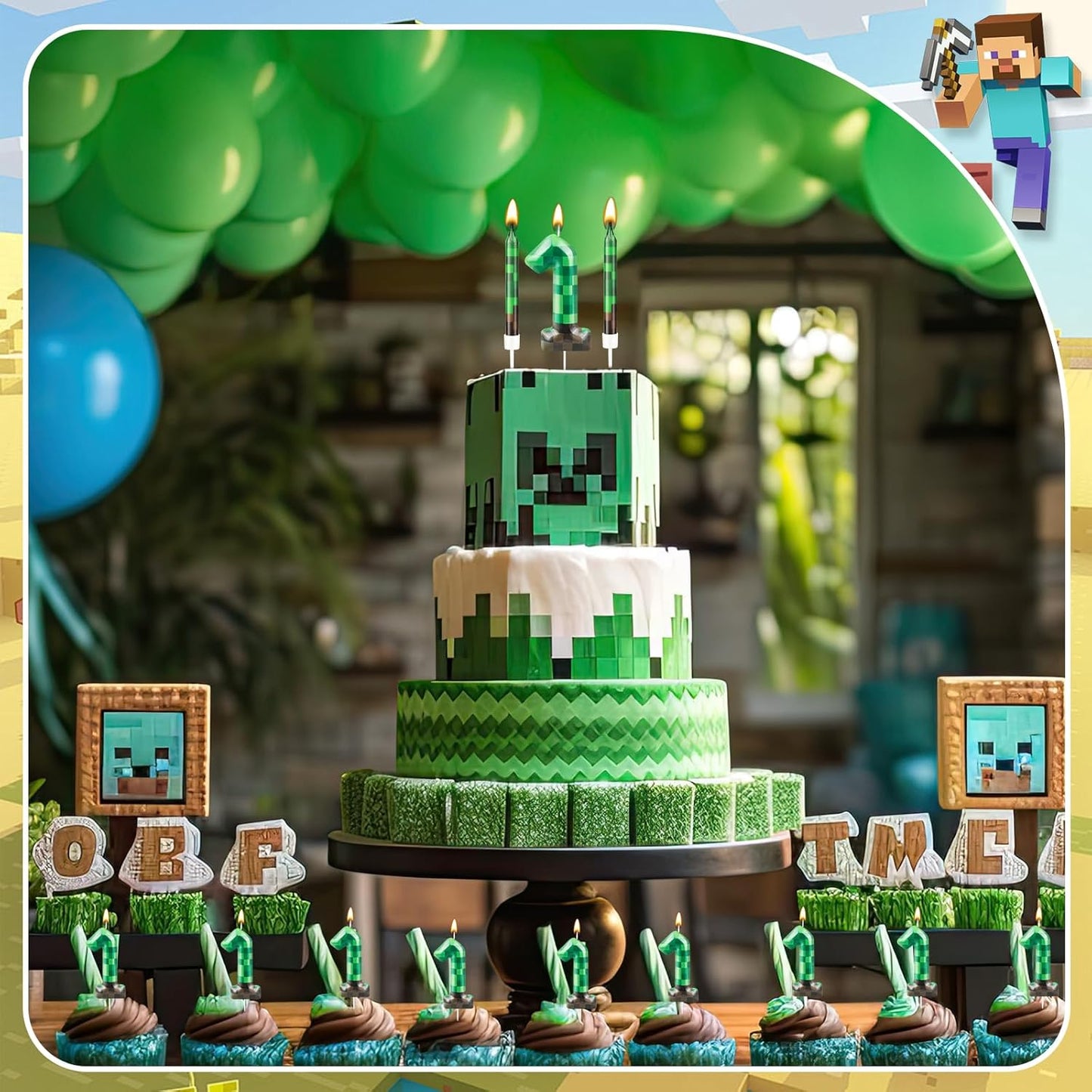 13 Pcs Dynamite Candles 12 TNT Themed Birthday Cake Candles and Number 1 Candle Cake Topper for Pixel Theme Birthday Party Anniversary Party Dynamite Theme Party Video Game Party Supplies (Number 1)
