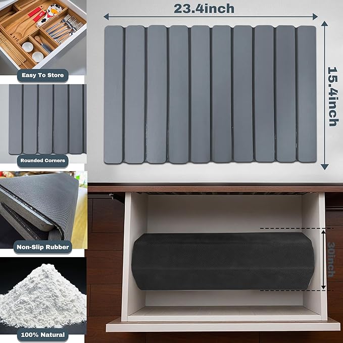Large Stone Dish Drying Mats for Kitchen Counter , Quick Dry Absorbent Collapsible Dish Drying Mat With Rubber Sole, 23.4”(L)x15.4”(W) Diatomaceous Earth Mats for Dishes Bottles Cups