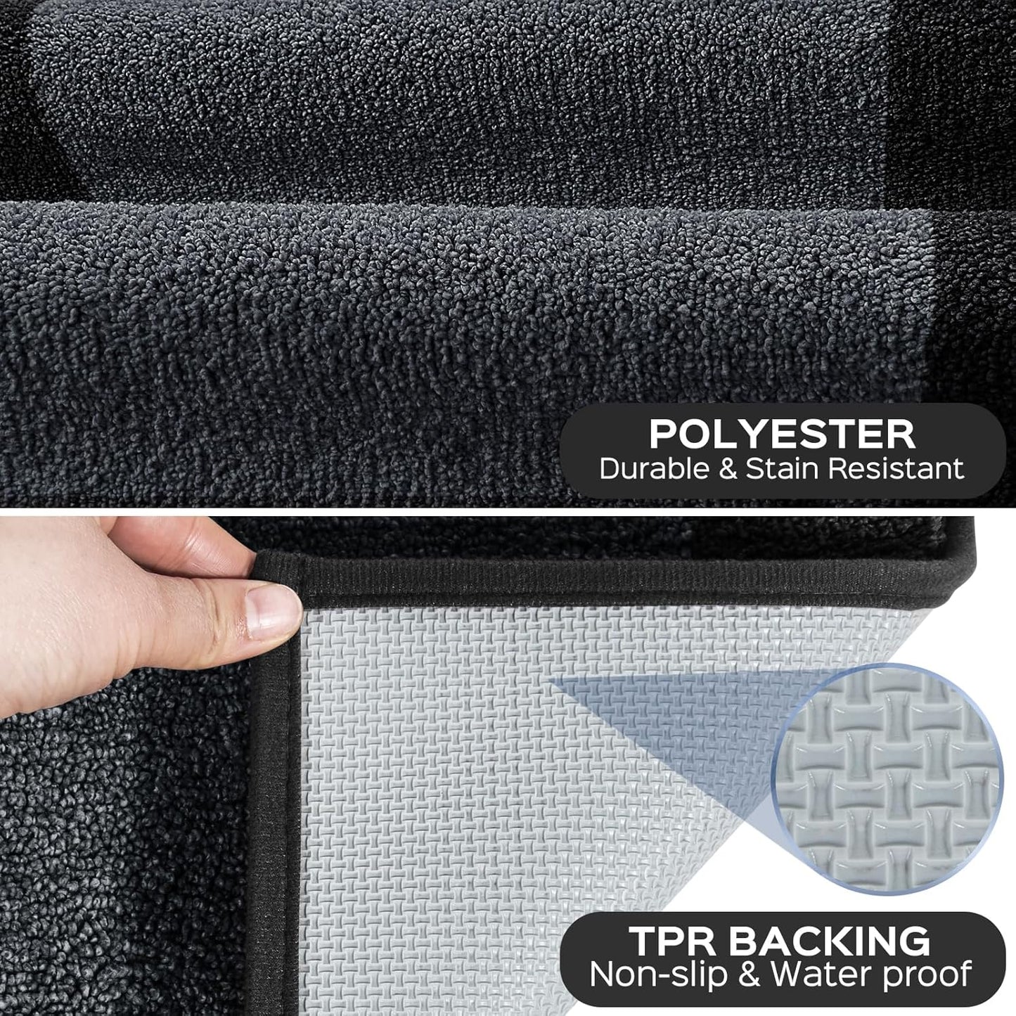 Machine Washable (24" x 36"+ 24" x 60"') Kitchen Rugs Set of 2, Non Slip Kitchen Mats for Floor, Absorbent Entrance Runner Rugs for Bedroom, Hallway, Bathroom, Door (Roll Packing)