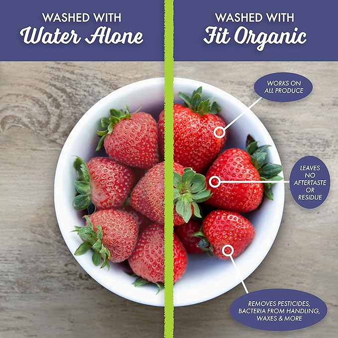 FIT Organic Fruit and Vegetable Wash Spray – USDA Certified Organic & Kosher Produce Cleaner – Removes Surface Contaminants–Family & Pet Safe, Natural & Chemical-Free–12 Fl Oz (2-Pack)