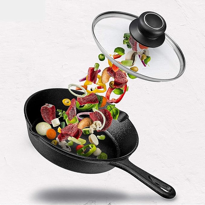 12 Inch Glass Lid for Frying Pan Lid, Pan Lid, Skillet, Pot Cover, Compatible with Lodge Cast Iron Skillet -12" Cover with Heat-Resistant Handle, Clear