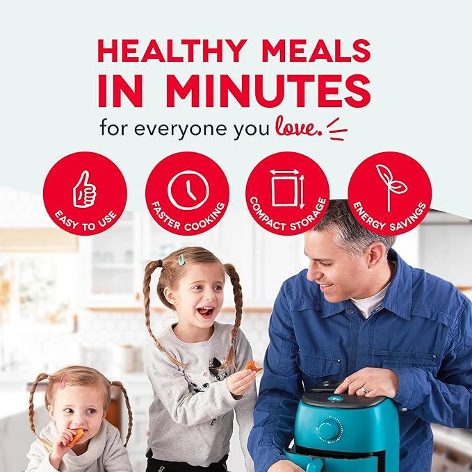 Dash Tasti-Crisp™ Air Fryer - AirCrisp® Technology - Compact Design with Adjustable Temperature Control - Nonstick Fry Basket & Auto Shut-Off Feature - 2.6 Quarts - Teal