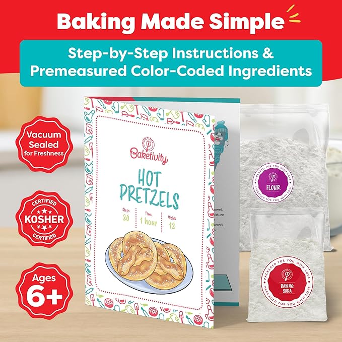 Baketivity Cake Pop & Pretzel Baking Kit Bundle – 2 Fun DIY Cooking Sets for Kids with Pre-Measured Ingredients – Learn, Bake & Bond – Fun Gift for Ages 5-12+