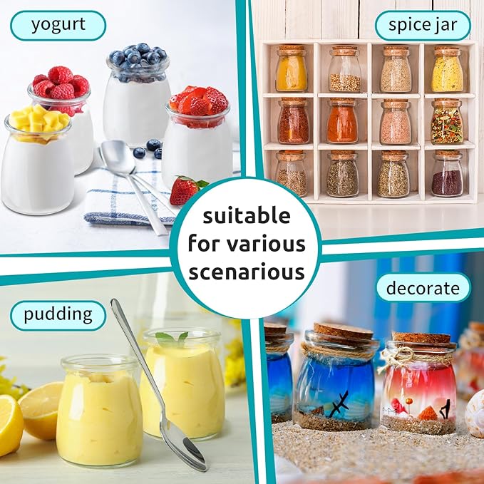AIXIANG 40 Pack 7 oz Glass Favor Jars with Cork Lid and Seal Cap with Twine Labels for Wedding,Baby Shower,Party Favors,Gift Jar,Yogurt,Candy, Spices,Decorative Jars