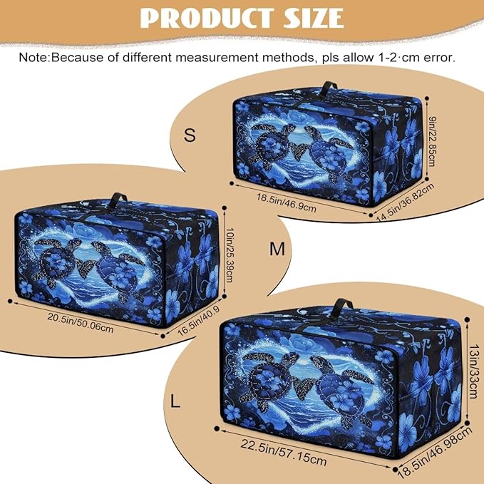 Convection Oven Cover Countertop Appliance Covers Stain-resistant Microwave Oven Protector for Kitchen Home Decor, S, Sea Turtle Love Hibiscus Flower Dark Blue