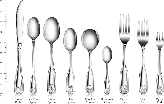 New Star Foodservice 58307 Shell Pattern, 18/0 Stainless Steel, Salad Fork, 7.1-Inch, Set of 12