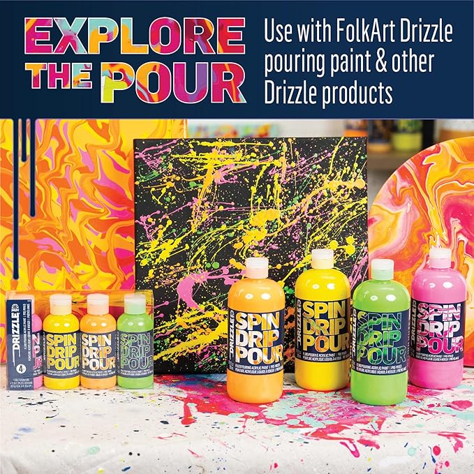 FolkArt Drizzle Blower and Splatter Set, Durable Tools Perfect for DIY Paint Pouring Arts and Crafts Projects, 50821