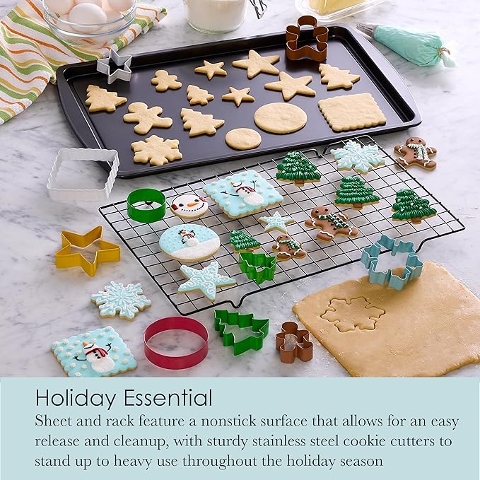Chicago Metallic 12 Piece Holiday Baking Set, For Making Cookies, Cutting Sandwiches, Fruit, or Fudge, Creating Crafts and More
