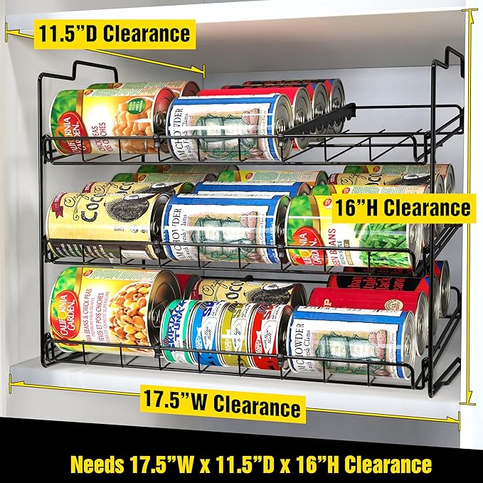 Deco Brothers Stackable Can Rack Organizer for Kitchen and Pantry, 3 Tier, Black