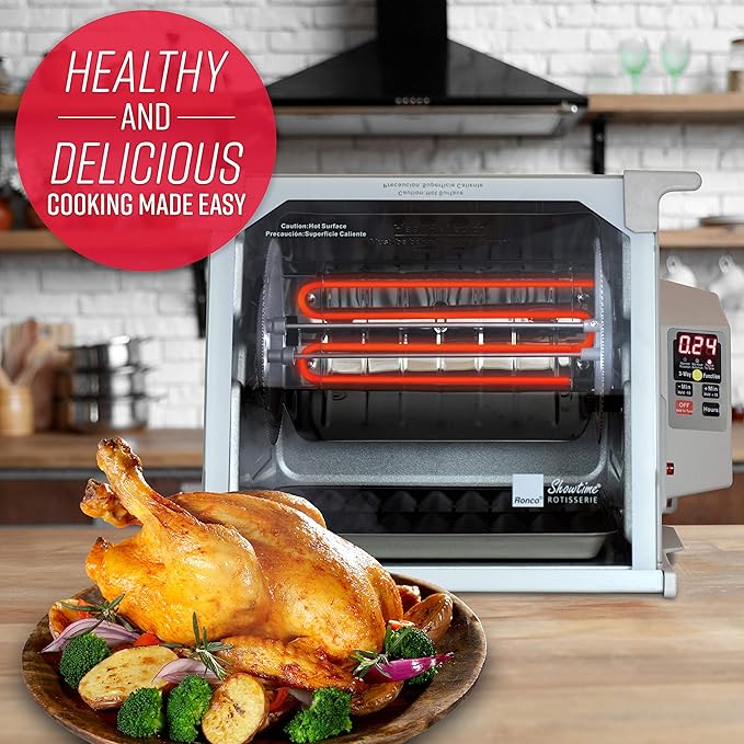 Ronco ST5000PLAT Digital Showtime Rotisserie, Platinum Edition, Cooks Food Perfectly Every Time, 3 Cooking Modes: Roast, Sear, and No Heat Rotation, Stainless Steel