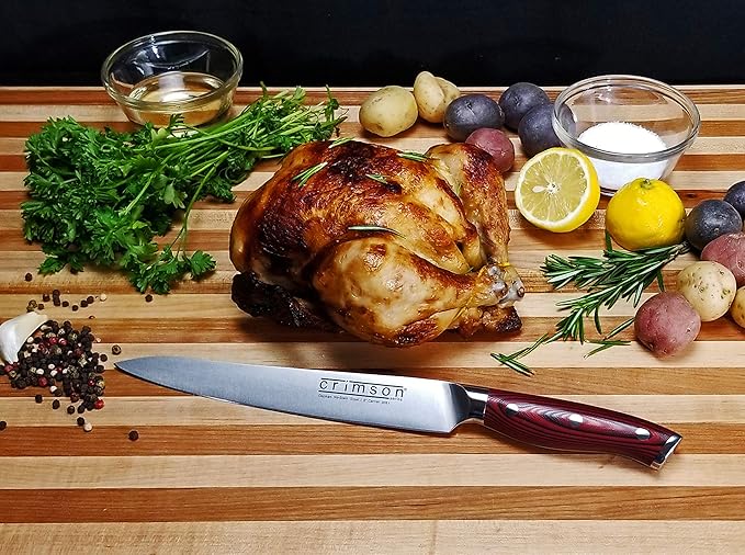 Ergo Chef Crimson Series 8 Inch Carving knife - Forged High Carbon X50CrMoV15 German Stainless Steel – G10 Handle
