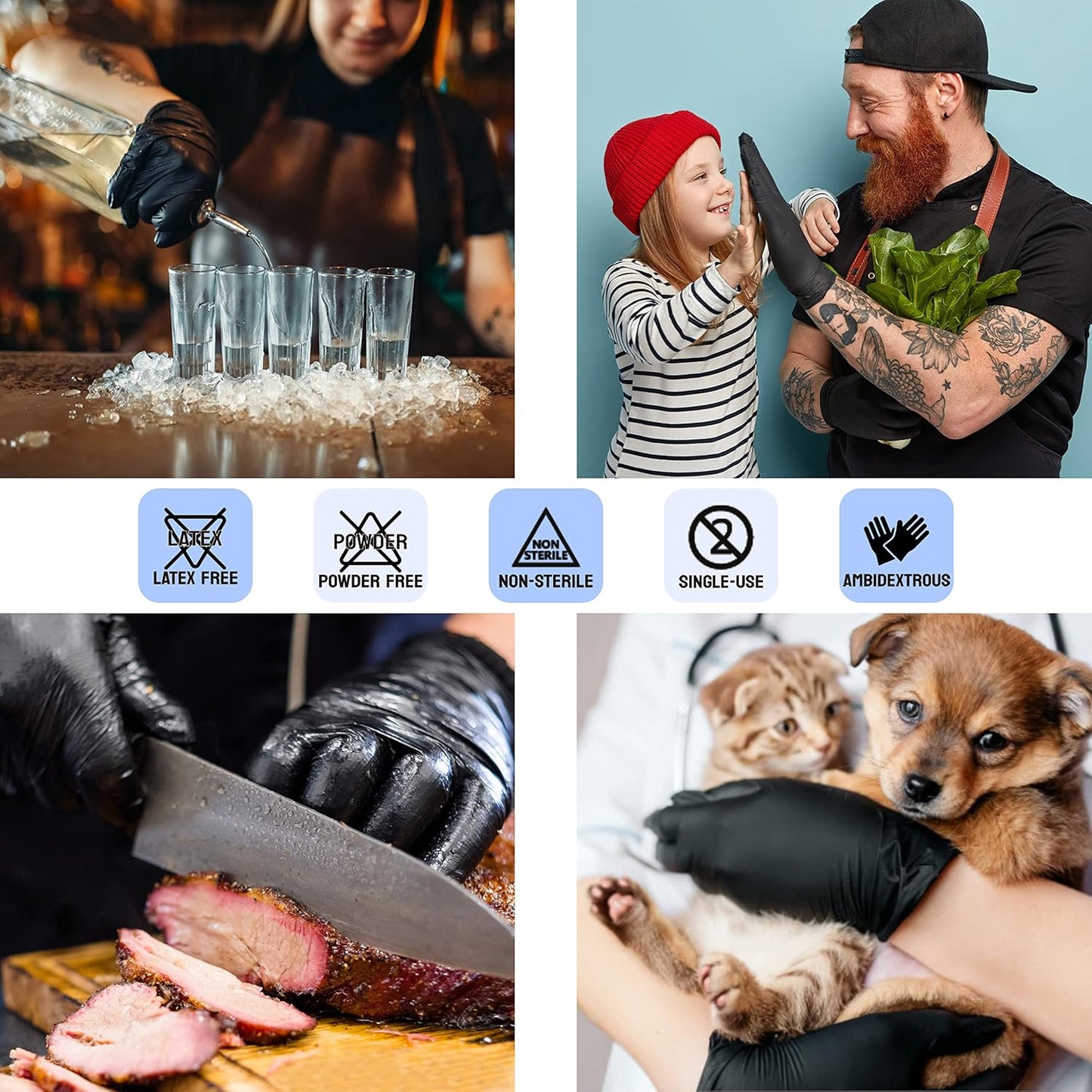 SAFE HEALTH Nitrile Black Indsutrial Disposable Gloves | Free of Latex-Powder | Tattoo-Beauty-Salon-Nail-Auto-Home | 3.5 Mil