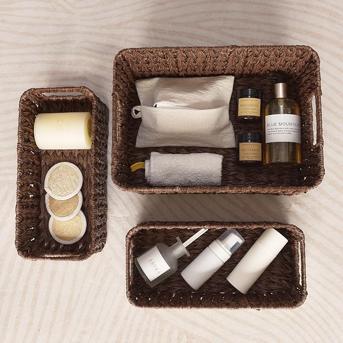 GRANNY SAYS Bundle of 1-Pack Cutlery Caddy & 3-Pack Wicker Storage Baskets