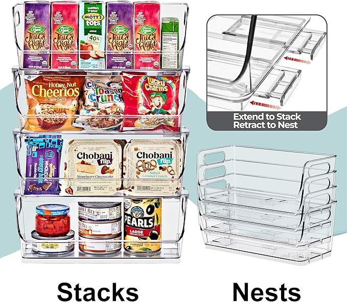 Sorbus Stackable Storage Bins Open Front, Clear Stackable Storage Bins, Pantry Bins for Storage and Organization, Acrylic Stackable Bins for Kitchen, Clear Pantry Organizer Bins (Small Wide 2 Pack)