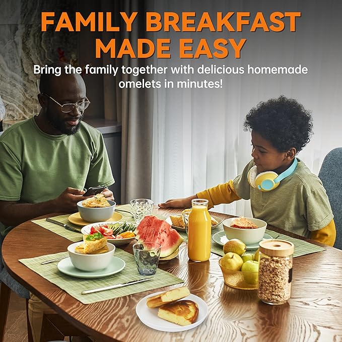 Baker’s Friend Omelette Maker Electric, Omelette Cooking Surfaces Nonstick, Frittata Pan & Egg Pan, Double Sided Pan for Breakfast, Individual Flip Omelette Makers Electric, Graphite