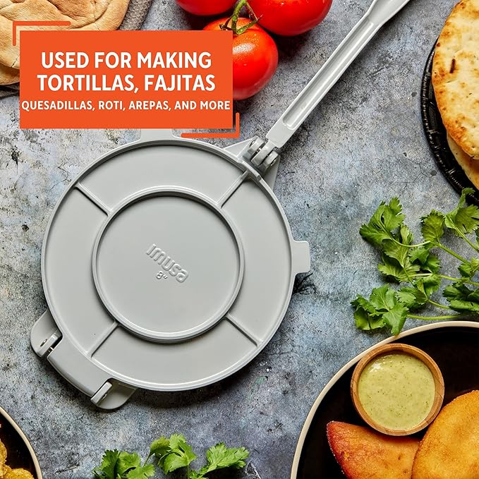 IMUSA USA MEXI-86005 6" Easy to Use Aluminum Tortilla Press, Silver,Gray