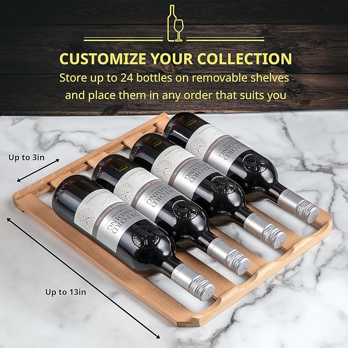 SCHMÉCKÉ 28 Bottle Compressor Wine Cooler Refrigerator w/Lock - Large Freestanding Wine Cellar For Red, White, Champagne or Sparkling Wine - 41f-64f Digital Temperature Control Fridge Stainless Steel