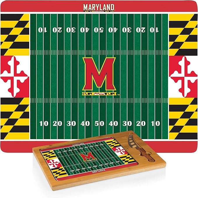 PICNIC TIME NCAA Icon Glass Top Cutting Board & Knife Set, Cheese Boards Charcuterie Boards, Serving Platter, (Parawood & Bamboo)