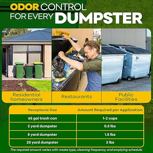 BEEST Dumpster Defender - 15lbs Outdoor Trash Can Deodorizer & Liquid Waste Absorber (Made in USA) Biodegradable Trash Can Odor Eliminator - Powerful Garbage Deodorizer for Always-Fresh Bins - 69 Cups