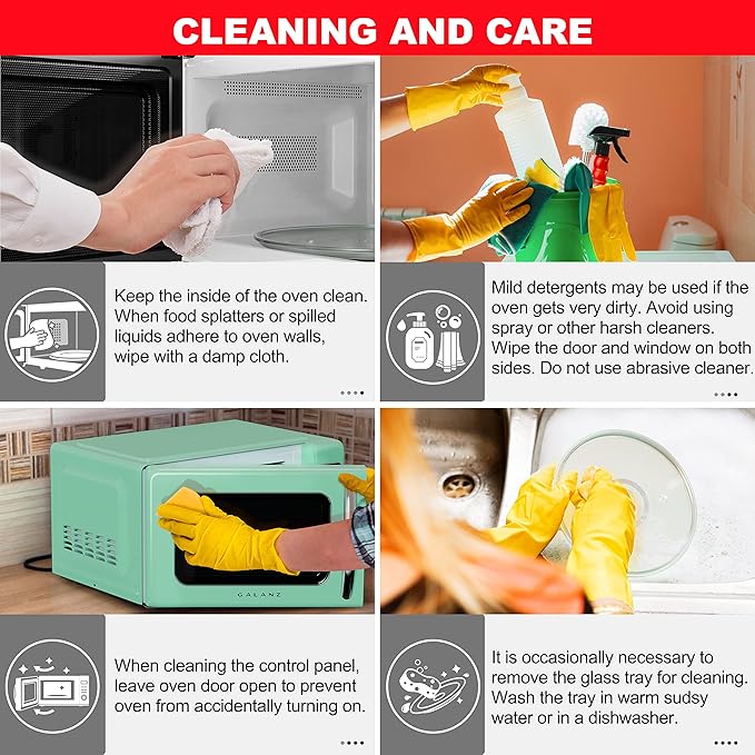 Galanz GLCMKZ09GNR09 Retro Countertop Microwave Oven with Auto Cook & Reheat, Defrost, Quick Start Functions, Easy Clean with Glass Turntable, Pull Handle.9 cu ft, Green