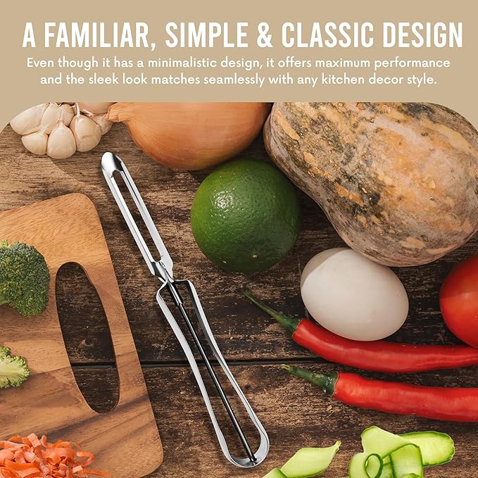 Linden Sweden Original Jonas Vegetable Peeler - Rust Resistant Silver Potato Peeler with Ergonomic Handle for Safety and Control - Dishwasher Safe and Compact for Easy Cleanup - Made In Sweden - 2 Pk