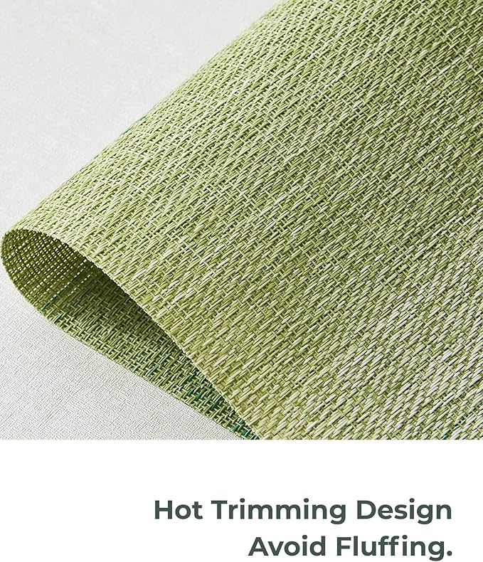 Leetaltree Gradient Green Woven Placemats Set of 24 - Heat Resistant Non-Slip Place mats for Dining Table, Washable Durable PVC Vinyl Woven Table Mats(Gradient Green, 24)