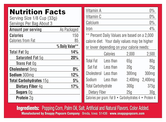 Snappy Movie Theater Butter Microwave Popcorn, 3.5 oz Large Bags, 48 Pack, Non-GMO, Whole Grain
