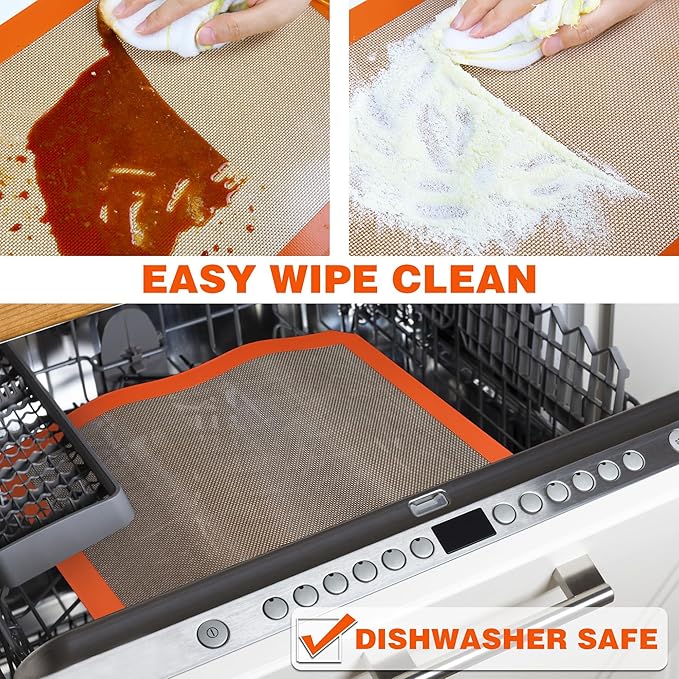 Silicone Baking Mats Set of 2 Square Non-Stick Reusable Air Fryer Linner - Best German Silicone - 8 inch