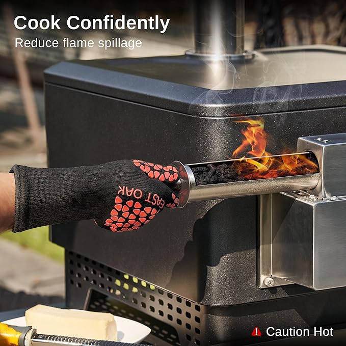 EAST OAK 12" Outdoor Pizza Oven with 360° Rotating Stone, Wood Fired Countertop Pizza Maker, Safe Pellet Filling, Outside Kitchen, Cooking, BBQ