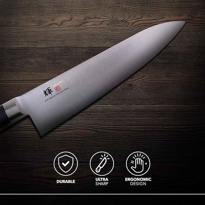 Kagayaki Japanese Chef’s Knife, KG-13 Professional Western Deba Knife, VG-1 High Carbon Japanese Stainless Steel Pro Kitchen Knife with Ergonomic Pakka Wood Handle, 8.2 inch