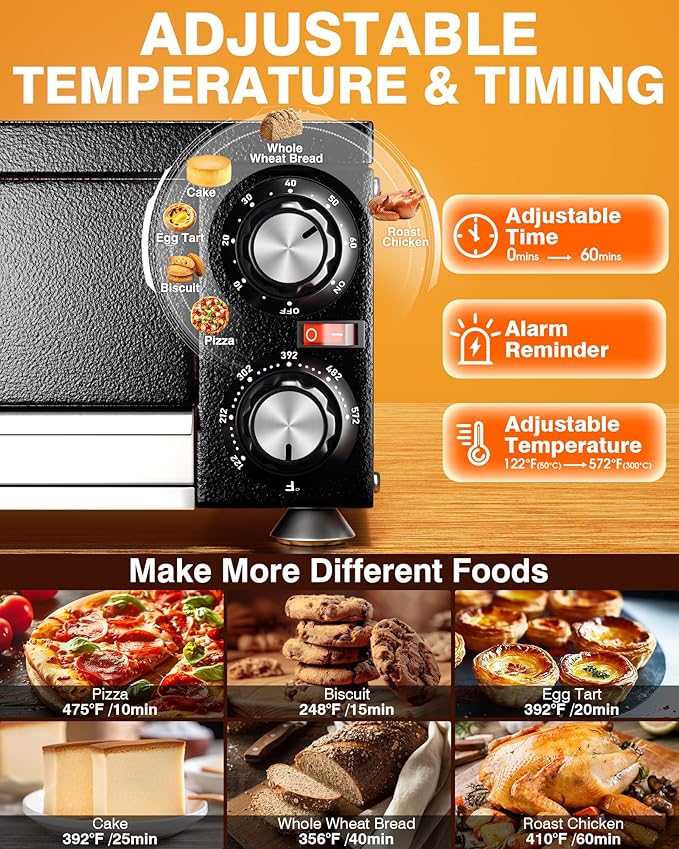 PYY Electric Pizza Oven - Indoor Countertop Pizza Oven 1100W, Commercial Pizza Maker Machine for Home with Timer Stainless Steel Pizza Cooker