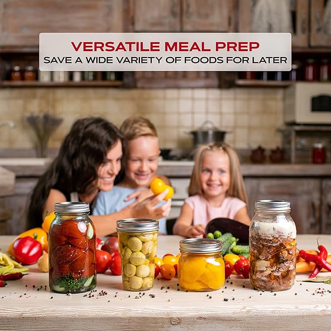 FORJARS - Canning Lids Regular Mouth, 100-Pack – Create Airtight Seals on Mason Jars to Preserve Food for Meal Prep & Food Storage – 2.7 In. Steel Lids with Silicone Seals – Canning Supplies