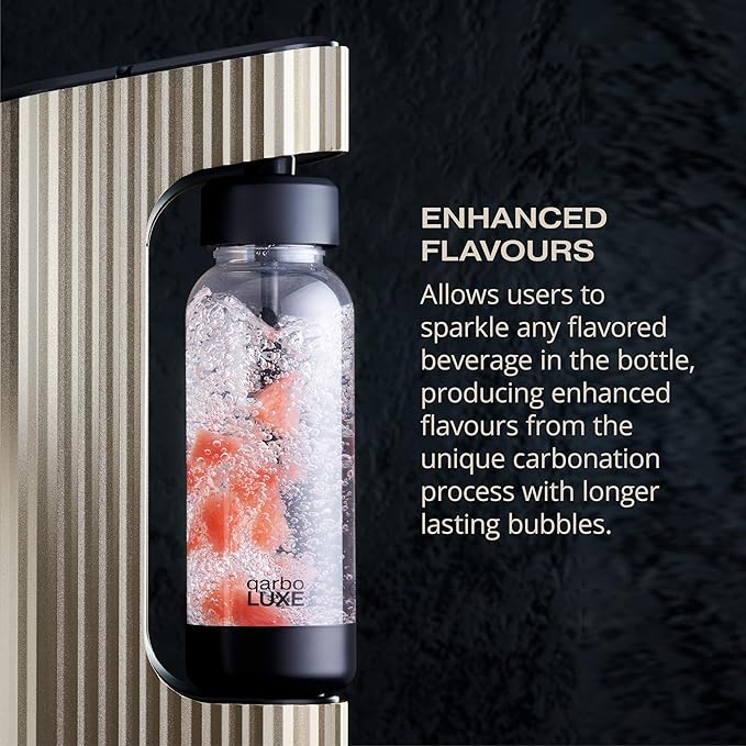 Twenty39 qarbo LUXE Premium Sparkling Water & Beverage Maker – Anodised Aluminium, Carbonates Any Drink includes 3 bottles caps (cylinder not included)