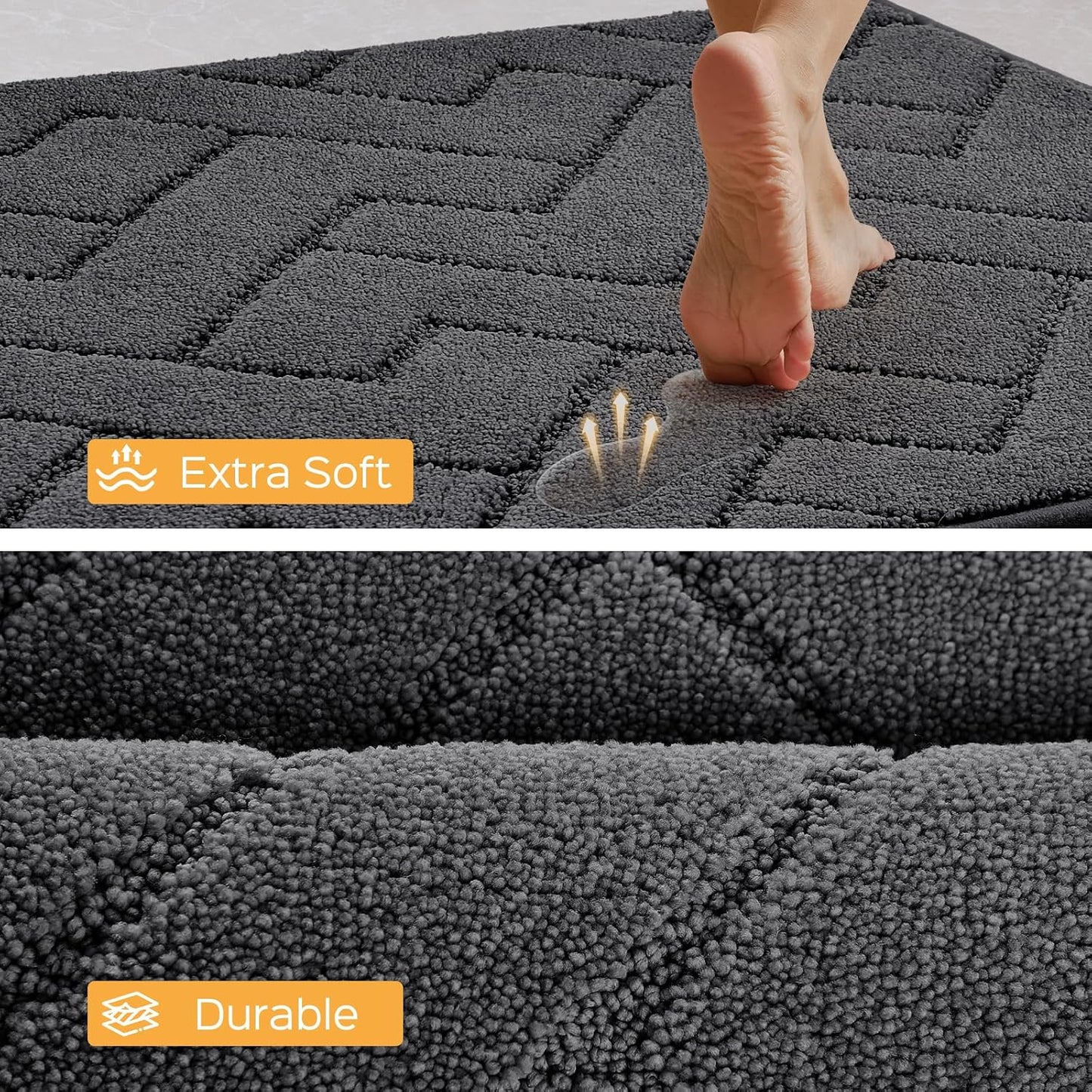 Machine Washable Kitchen Rugs 24" x 70", Non-Slip Kitchen Runner Rugs Mats for Floor, Absorbent Comfort Standing Mats for Kitchen, Sink, Laundry and Hallway, Rolled Packaging, Charcoal