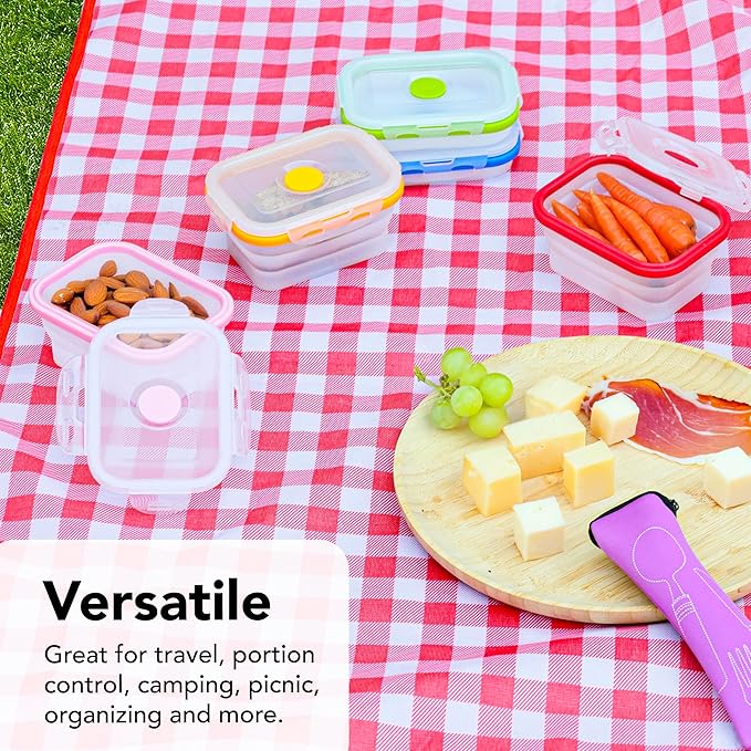 Small 12oz Collapsible Silicone Food Container (1.5 Cups) Compact Lunch, Snack & Leftover Storage BPA-Free, Leak-Resistant Lid, Microwave, Freezer & Dishwasher Safe, Space-Saving Portable Bento Box