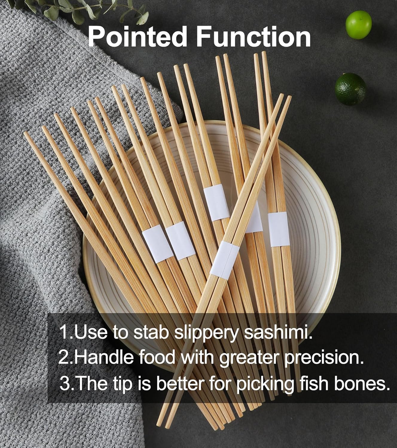 100Pairs Bamboo Chopsticks Disposable | Japanese | Sushi | Separated | Non Slip | Pointed Chopsticks-（9.45in）