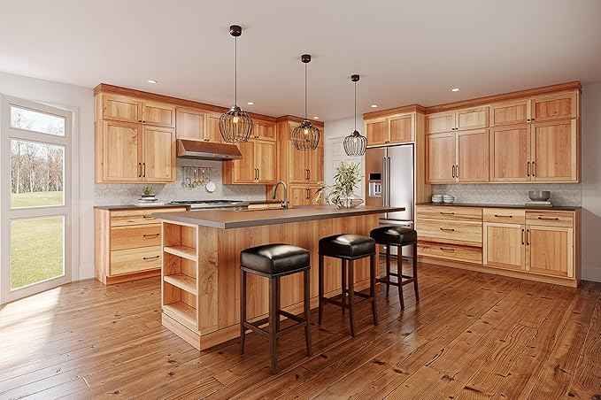 Quicklock RTA (Ready-to-Assemble) 42" Tall Wall Kitchen Cabinets - Shaker Style | 100% Hardwood | Made in America | Soft Close Hardware (Rustic Hickory, 12" D x 36" W x 42" H)