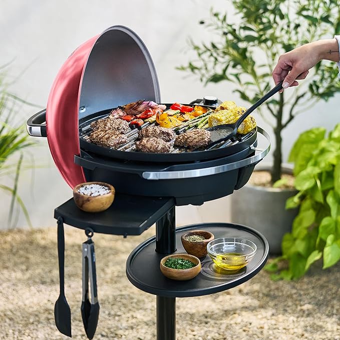 GreenPan 2-in-1 Portable Indoor & Outdoor Standing Electric Grill & Griddle, Cinnamon