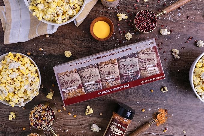 Amish Country Popcorn | 4 Ounce Variety Kernel Gift Set (10 Pack Assorted) | Old Fashioned, Non-GMO and Gluten Free (4oz Each, 10ct Total)