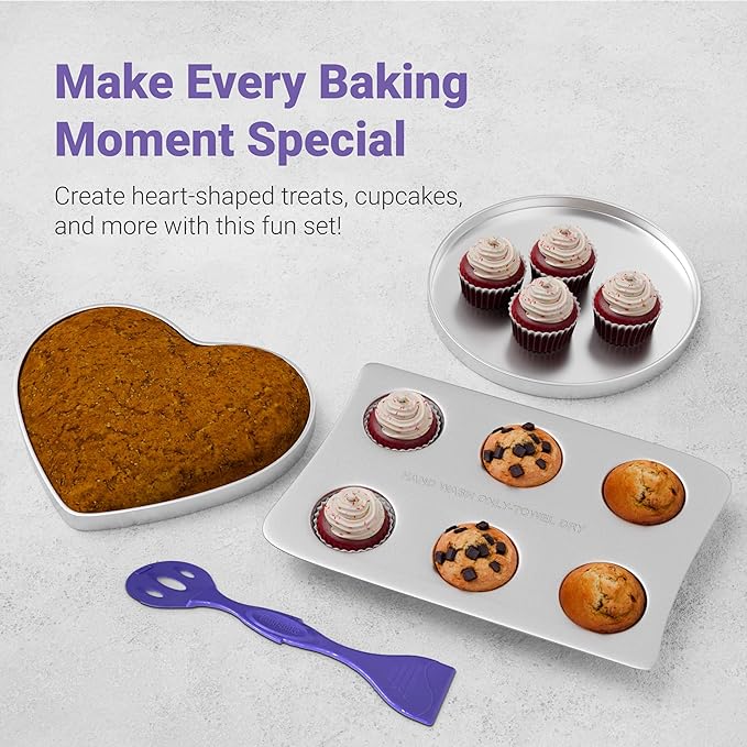 Doll Buddies Kids’ Complete Oven Pan Set for Easy Bake Ultimate Oven | 75 Cupcake Liners (15 More Than Others) | Cupcake, Circle, Heart & Rectangular Bake Pans | Gift Accessories for Easy Bake Mixes