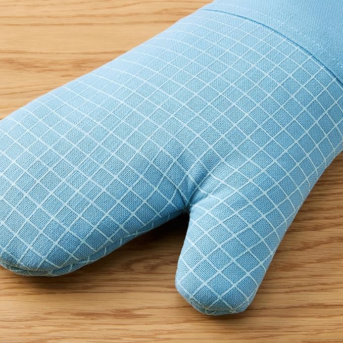 KITCHENAID Gourmet Series Gridlines Oven Mitts 2-Pack Set, Heat Resistant up to 600°F, Soft Silicone Grip, Magnetic Cuff, Blue Velvet, 7"x14"