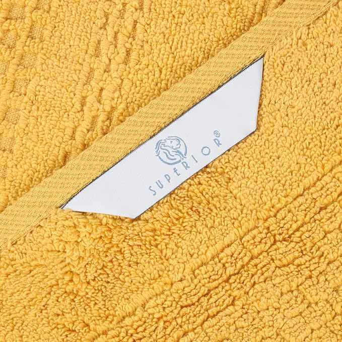 Superior Playa Zero Twist Cotton Medium Weight Small Towels, for Kitchen, Bathroom, Shower, Spa, Plush, Quick Dry, Ultra-Soft Essentials, Waffle Textured, Face Towels Washcloths, Set of 12, Gold