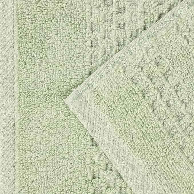 Superior Playa Zero Twist Cotton Medium Weight Towels, for Guest Bath, Bathroom, Shower, Spa, Plush, Quick Dry, Ultra-Soft Towels, Bath Essentials, Waffle Textured, 12 Piece Assorted Towel Set, Green