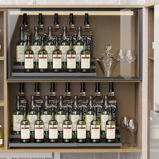 Jojocross Spice Rack Organizer for Cabinet, 3 Tier Expandable Spices Storage, Great for Kitchen Cabinets, Cupboard,Pantry and Countertop More(Gun-Gray, 2 PACKS/GUN-GRAY)