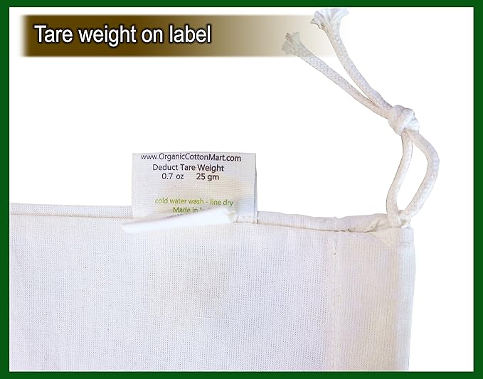 Reusable Produce Bags Cotton Washable - Organic Cotton Vegetable Bags - Cloth Bag with Drawstring - Muslin Fabric Produce Bags - Bread Bag - Set of 6 (2 Large, 2 Medium, 2 Small)
