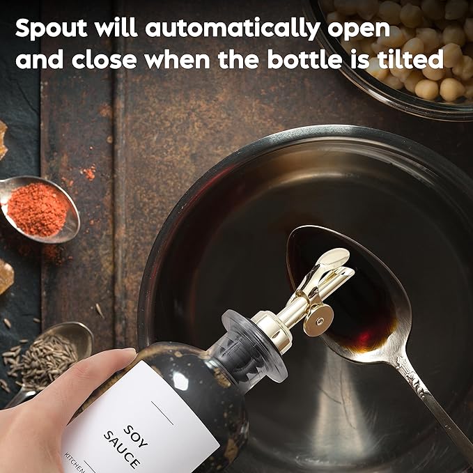 Spaceneat Olive Oil Dispenser Bottle for Kitchen & Coffee Syrup Dispenser Bundle, Gold