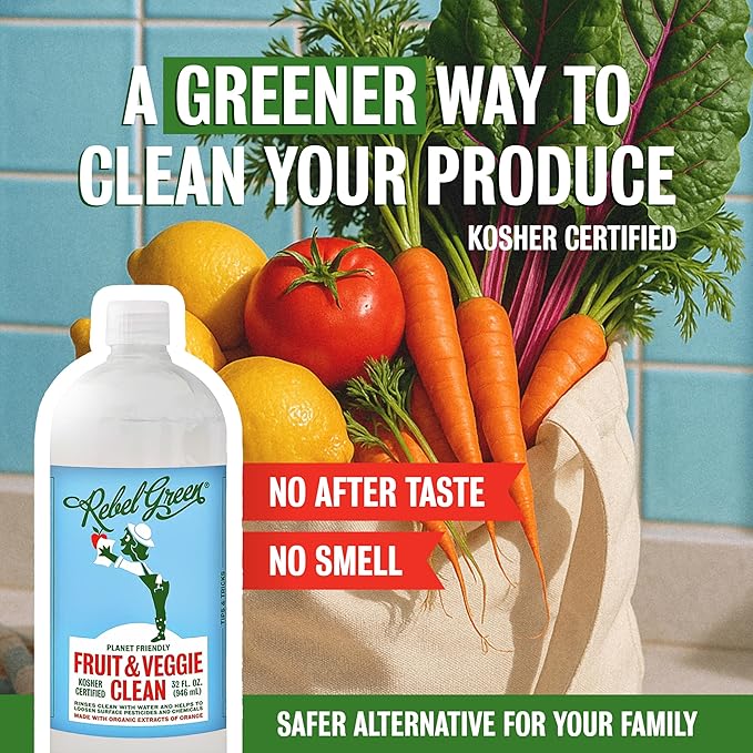 Rebel Green Fruit and Veggie Wash, Natural Fruit and Vegetable Produce Cleaner